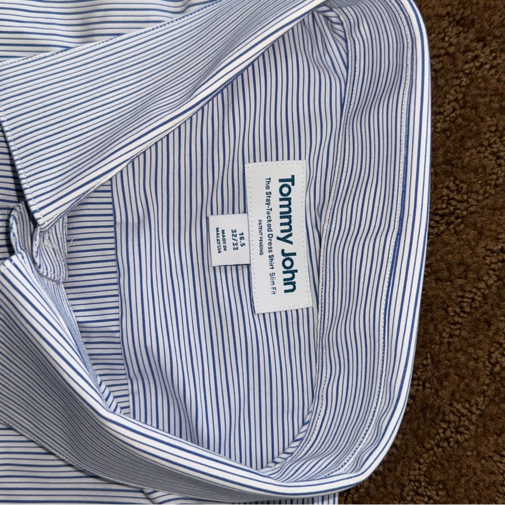 Tommy John nwt stay tucked slim dress shirt size 16.5 neck 32/33 sleeve - Picture 3 of 4